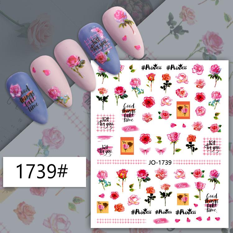 3D Colorful Flower Nail Art Stickers - Sunflower & Rose Self-Adhesive Decals