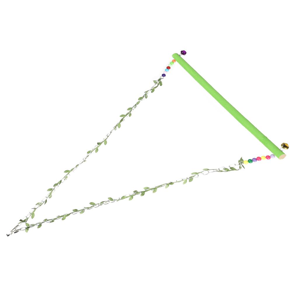 Chicken Parrot Large Bird Pet Swing Green Hanging Wooden Toy Playing with Artificial Leaf