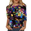 Spring and Autumn Round Neck 3D Glitter Pattern Printed Top Fashionable Casual Long Sleeved Women's T-shirts
