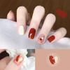 24pcs/set Cherry Nail Cream Red New Year Manicure Finished Wear False Nail Stickers Press On Nail