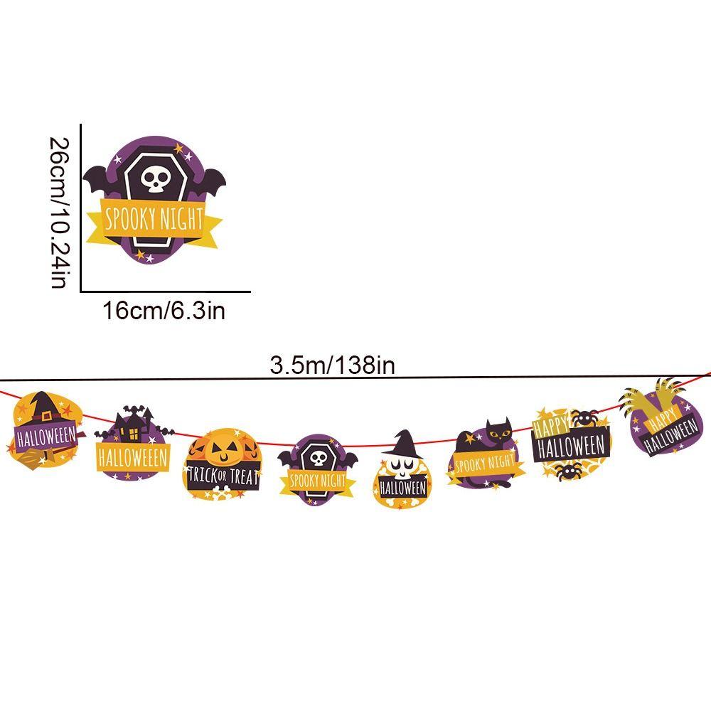 Decorative Happy Halloween Paper Banner Hanging Pumpkin Letter Flag  Haunted House