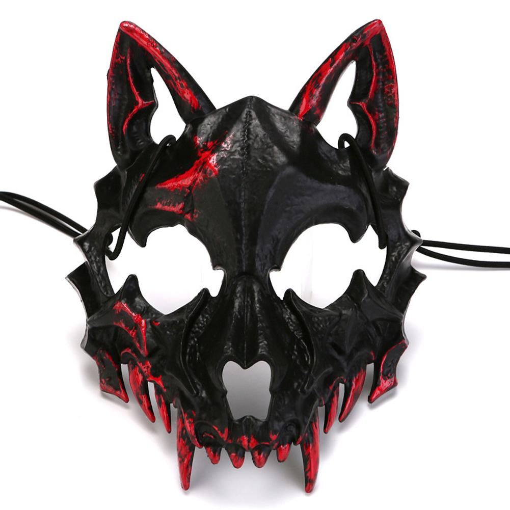Blood Half-Face Mask Men Dragon Tiger Wolf Mask Horror Halloween Costume Props Skeleton Carnival Mask Party Cosplay Prop