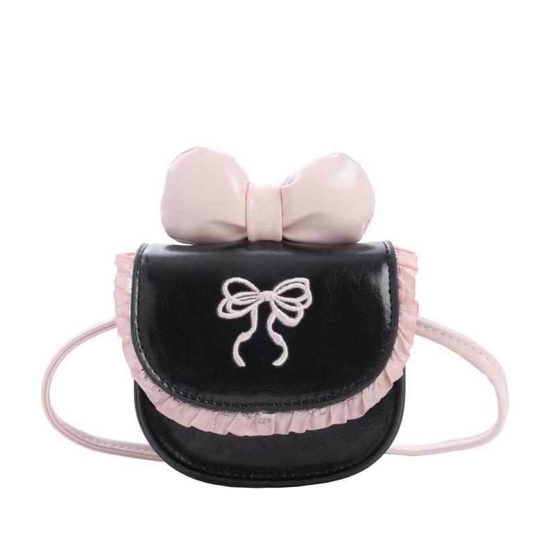 Elegante e alla Moda Borsa a Spalla Singola da Bambina a Forma di Fiocco con Tracolla, Borsa per Bambini Decorata con Pizzo Dolce