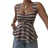 New striped drawstring sling vest, European and American Xiyin best-selling women's top