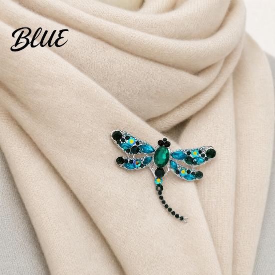 Brooch Electroplated Alloy Brooch Dragonfly Pin with Sparkling Rhinestones Inlaid