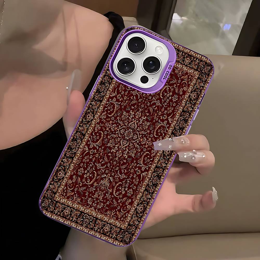 Persian Carpet Floral Art Phone Case For IPhone 16 15 14 13 17 Pro Max 11 12 Colorful Shockproof Cover