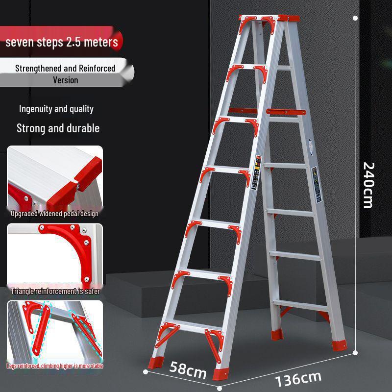 Thickened Aluminum Alloy Non-Slip Multifunctional Folding Herringbone Ladder for Home and Garden