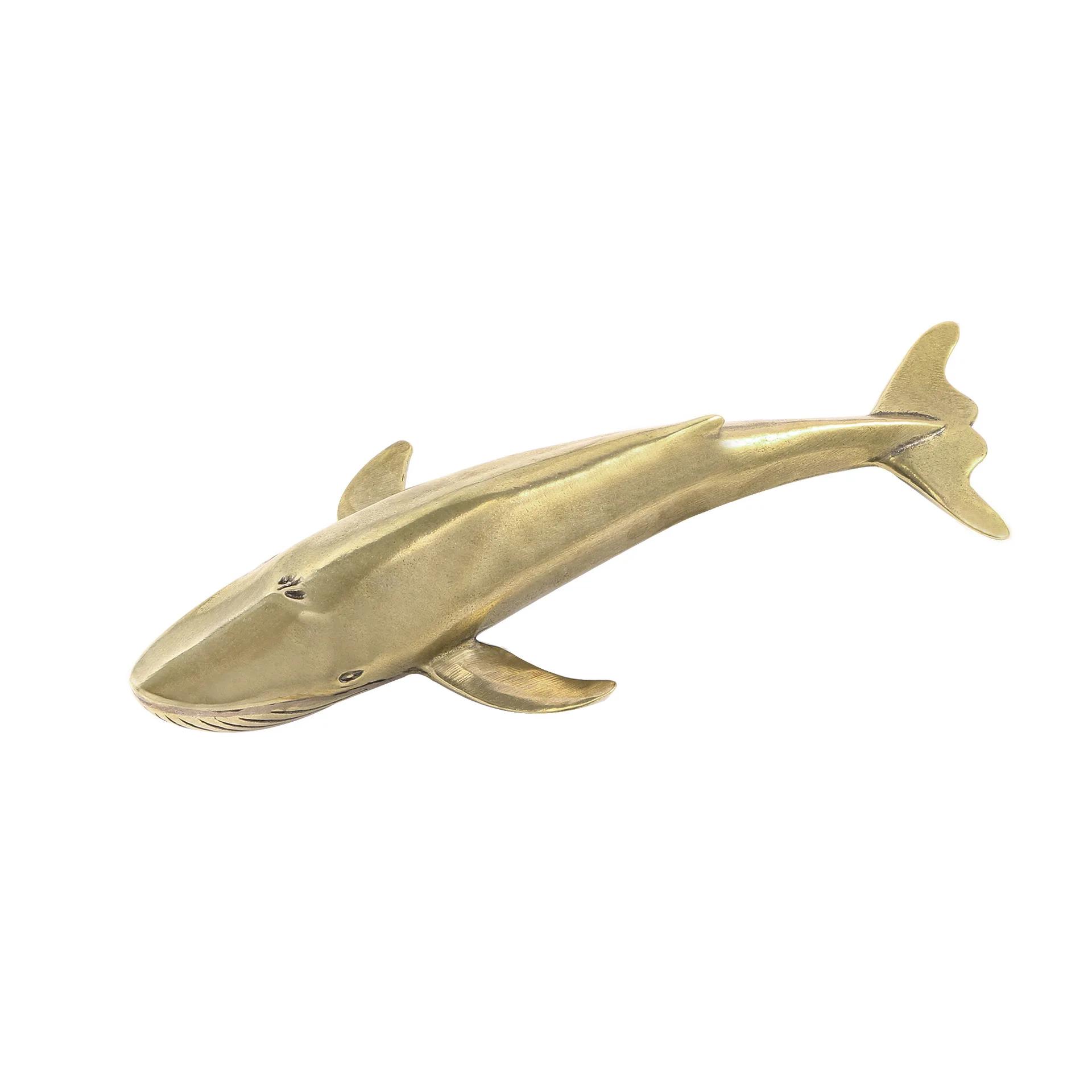 

Океанский синий кит Большие латунные фигурки Креативное украшение для стола в гостиной Морской организм Цельная чистая медь Сувенир