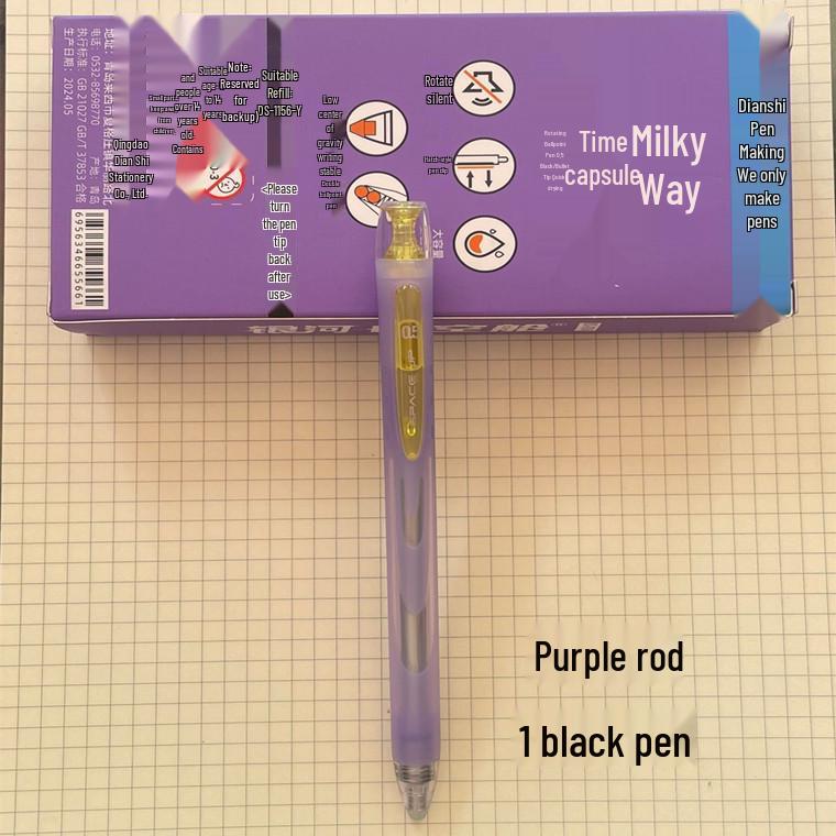 Galaxy Time and Space Capsule Rotating Pen - Quick-Dry, Silent, Large Capacity Black Signature Pen.