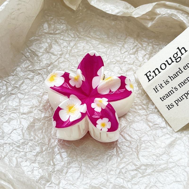 Romantic Frangipani Hair Clips with Printed Hairpins and Flower Hairpins for The Back of The Head