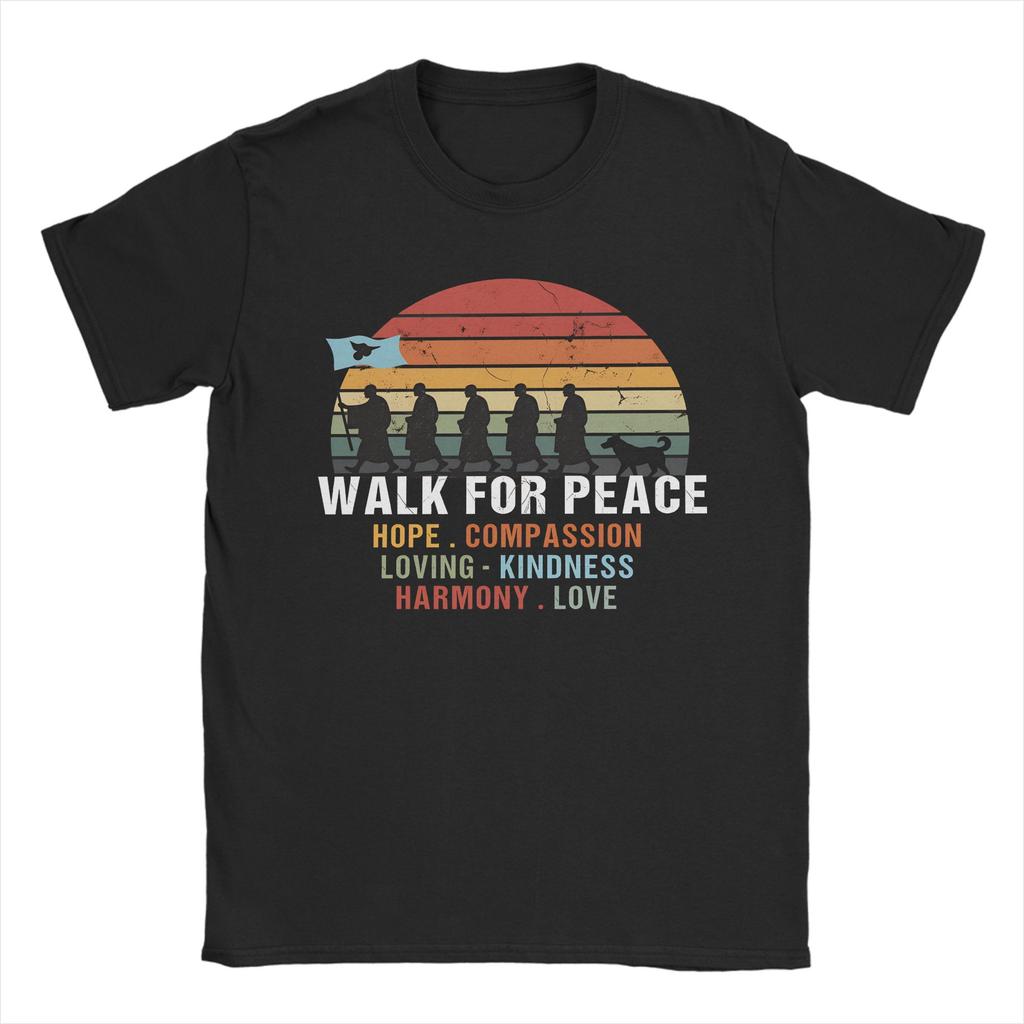 Mens Buddhist Monks Walk For Peace Aloka Dog T Shirt Cotton Clothing Novelty Short Sleeve Crew Neck Tees Gift Idea TShirt