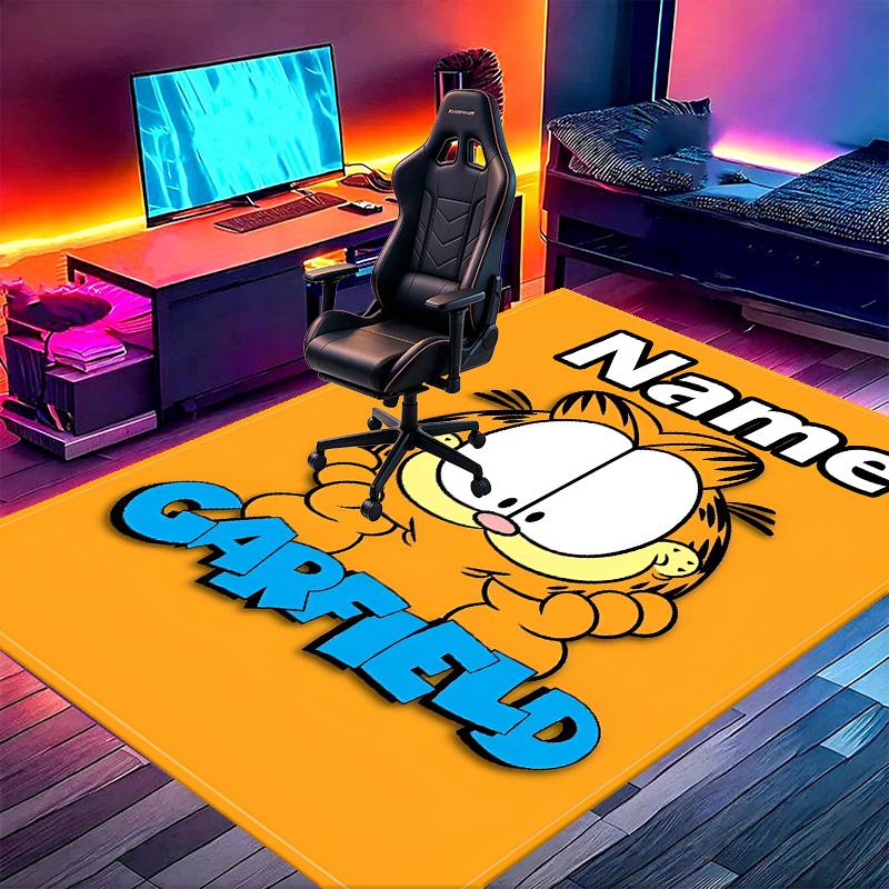 Custom Name Personalized Garfield Print Carpet, Versatile Home Decor Rug, for Playroom, Apartment, Balcony, Entryway, Hallway Gift