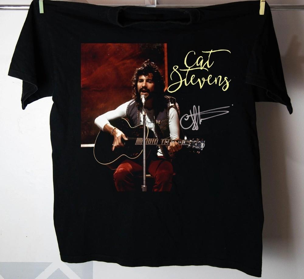 Vtg Cat Stevens Live Signature Short Sleeve Black S5XL Shirt ZL191 XL