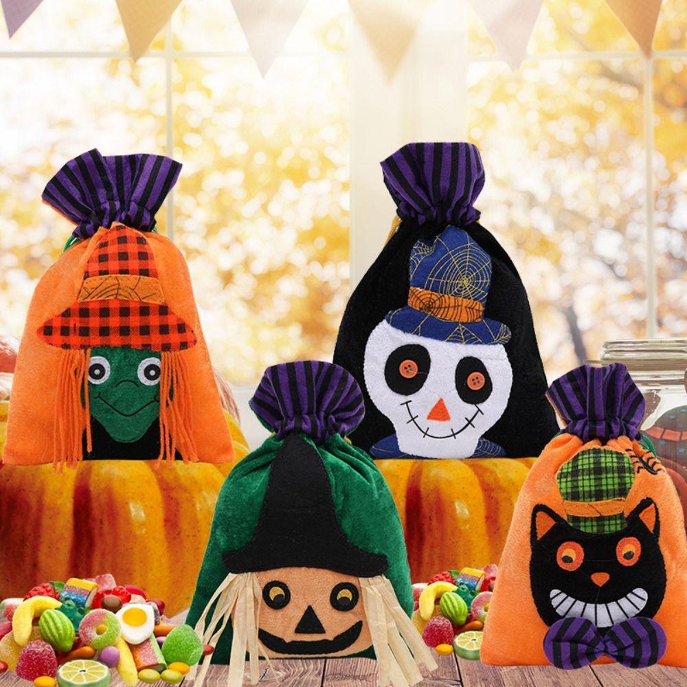 Gifts Pouch Halloween Candy Drawstring Bag Non-woven Pumpkin Bag Trick or Treat Bag Children