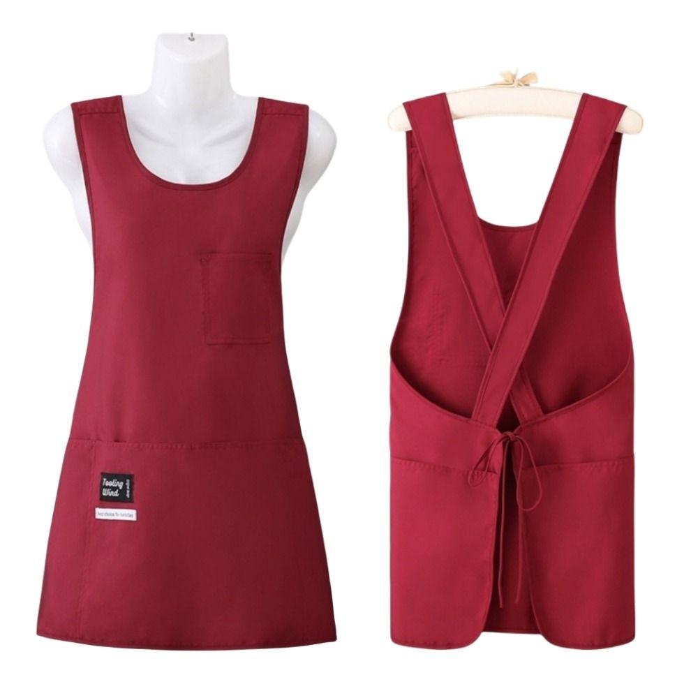 New Vest Style Cooking Apron Breathable Stain-Resistant Coffee Uniform Waterproof Multipurpose No Sleeved Apron for Home Kitchen