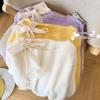 2025 Soft Purple Lace Bow Tie Knit Pullover for Spring & Autumn