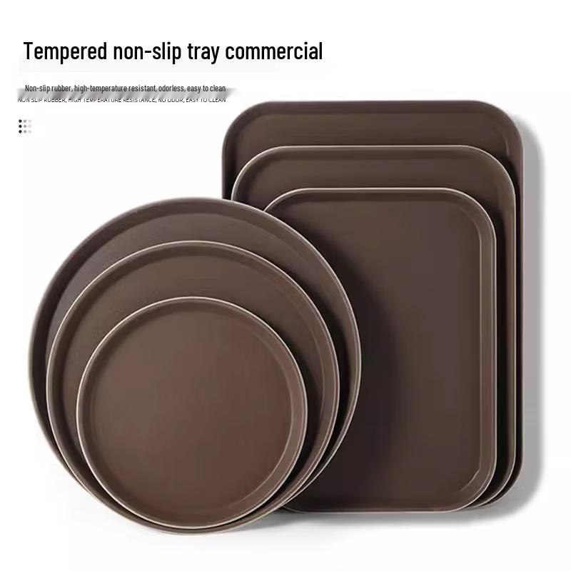 NHZHIW Commercial Rectangular Anti-slip Plastic Serving Tray