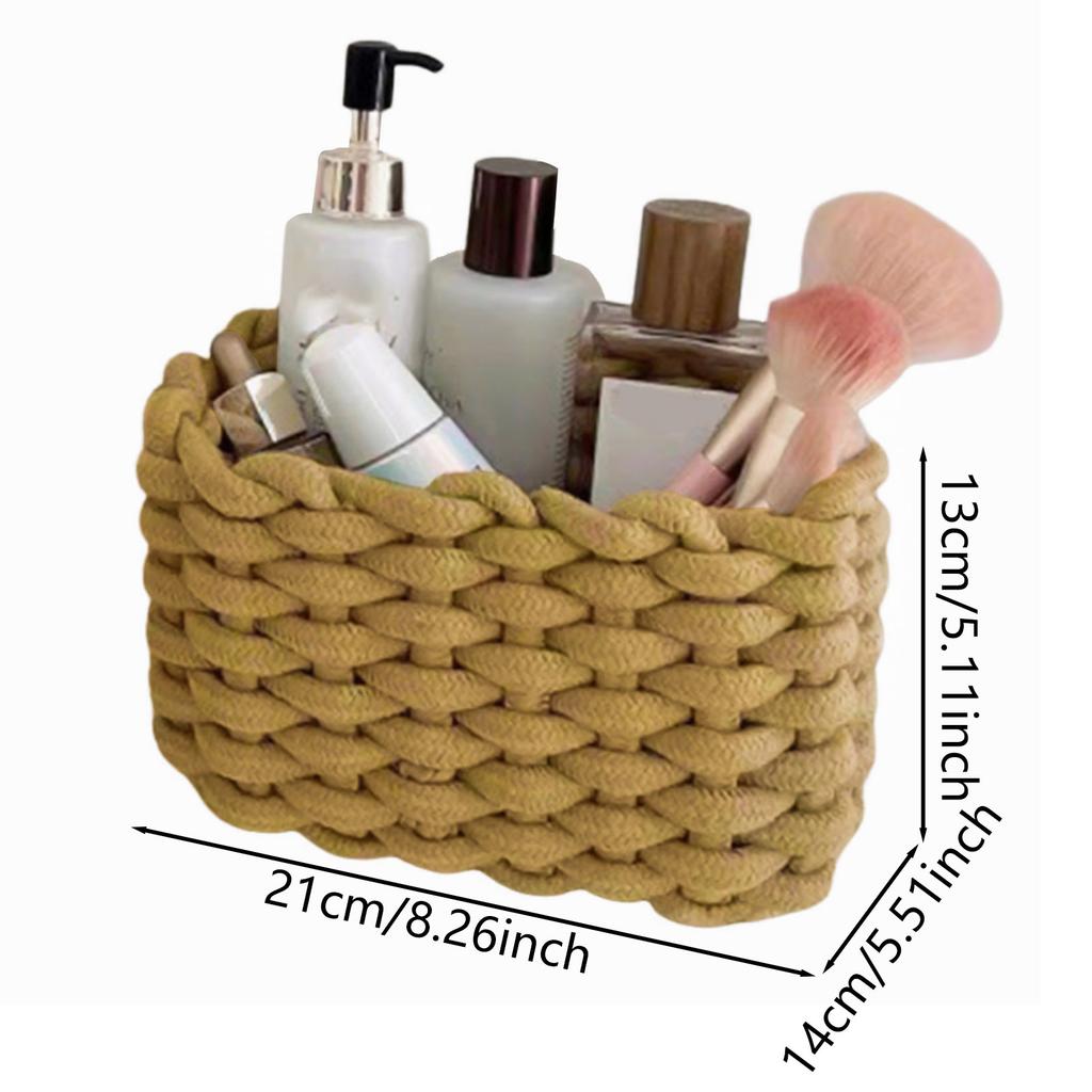 Kwadratowe Grube Bawełniane Kosze do Przechowywania Plecione Ręcznie Organizer na Biurko Klucze Kosmetyki