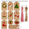 100pcs Christmas Hanging Card for Gift Tree Deco Kraft Paper Labels with Santa Claus Holiday Patterns for Xmas Decoration