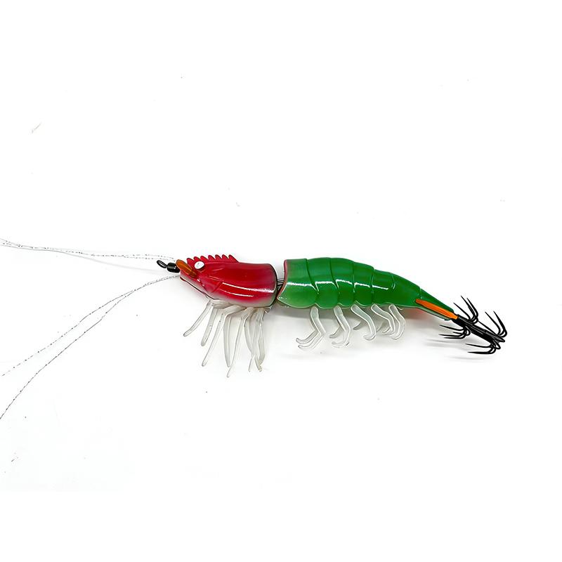 Artificial Shrimp Lure Squid Hook Squid Jig Umbrella Hook Luminous UV Fishing Prawn Lure Saltwater Shrimp Lures (Green,10.6g)