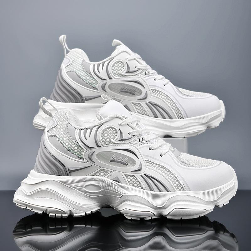 Dad Shoes Lightweight 2025 New Couple Shoes Middle School Students Breathable Mesh Surface Increased Black and White Casual Sports Style
