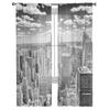 Grey New York City Sheer Voile Curtains Window Treatment for Kitchen Living Room Bedroom Decoration Modern Tulle Curtains