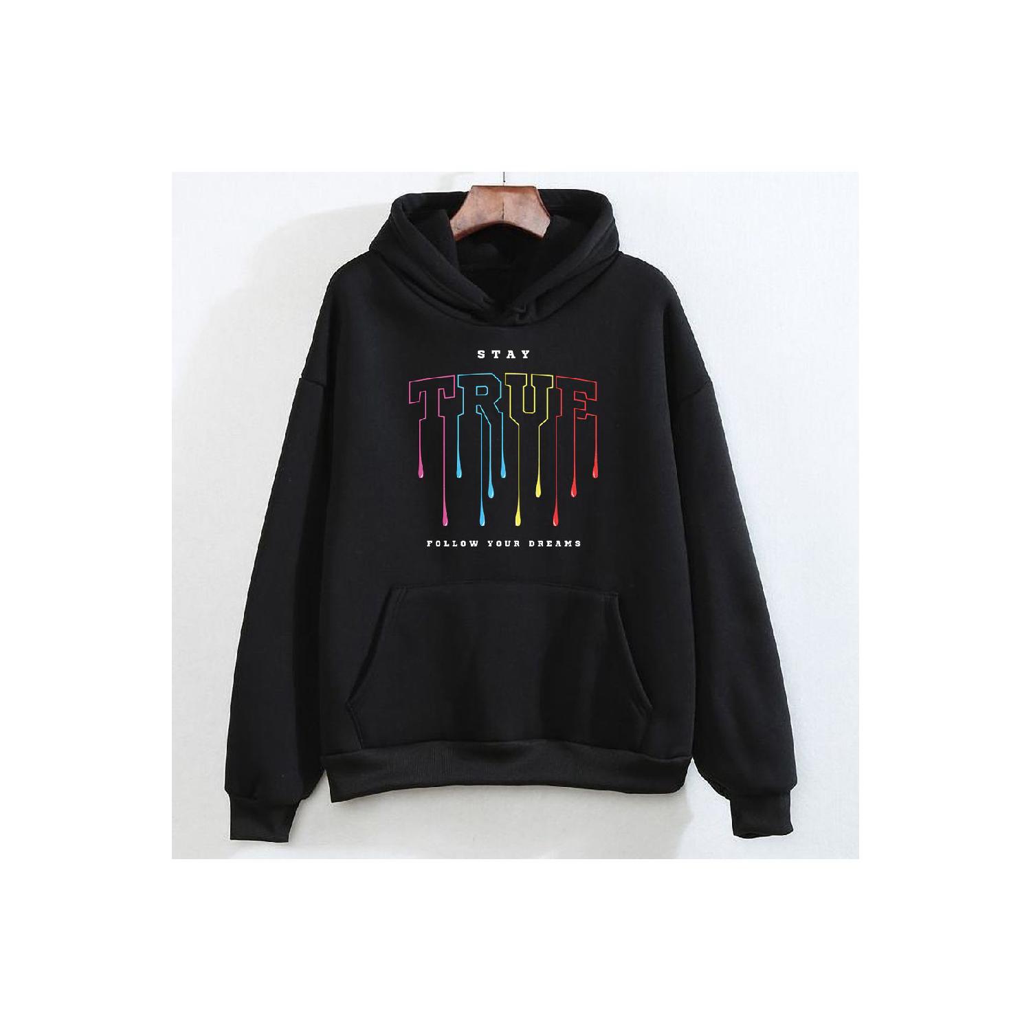 

3 Thread Thick Fabric Unisex Sweatshirt Hoodie Stay True S чёрный