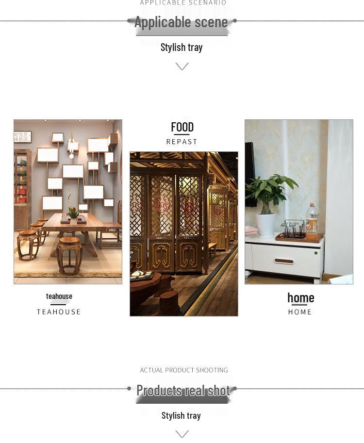 Handcrafted Japanese Orchid Rectangular Wooden Tea Tray with Custom Logo for Hotels and Restaurants