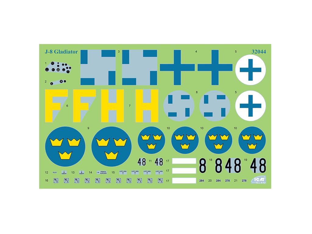 ICM 1/32 Swedish Air Force J-8 Gladiator Plastic Model Kit 32044