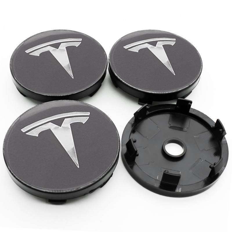 ALL1 4 Stück 56 60mm Auto Radnaben Kappe Reifenkappe 60mm Felgenabdeckung Aufkleber Abzeichen Emblem Zubehör Für Tesla Model 3 Model S X Model Y