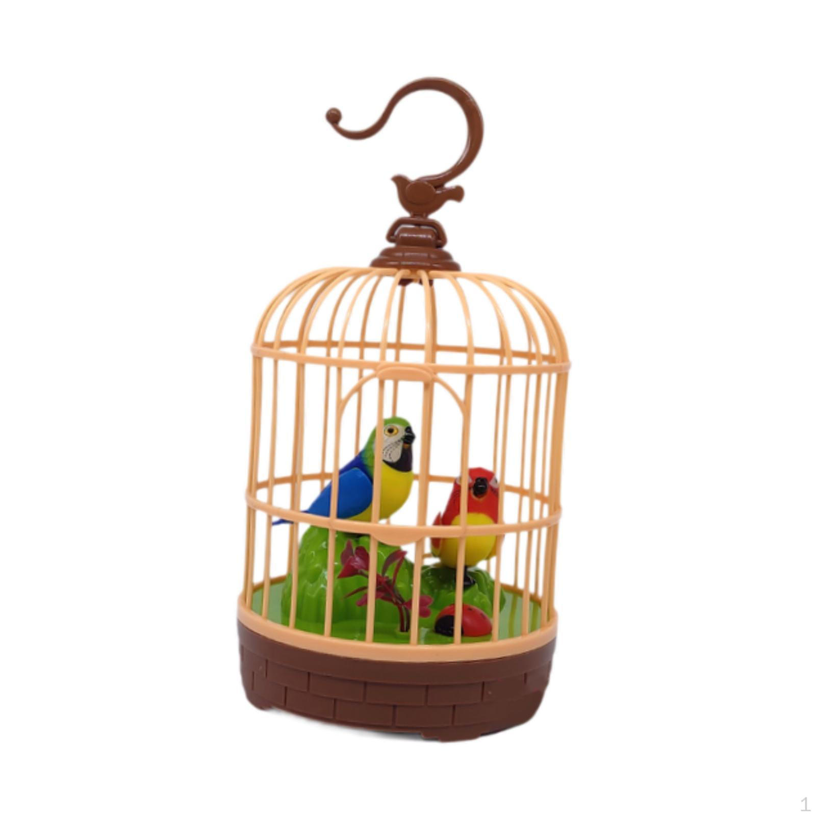 

Birds Birdcage Toy Talking Chirping Fluttering Desk and Room Accessory Gifts Pet Caged Bird for
