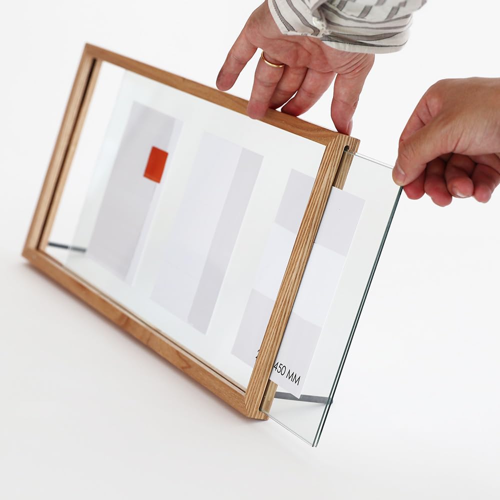 CAN-04 Horizontal Photo Frame, Holds 3 Postcards, Glass Floating Frame, NS Magnet #57923