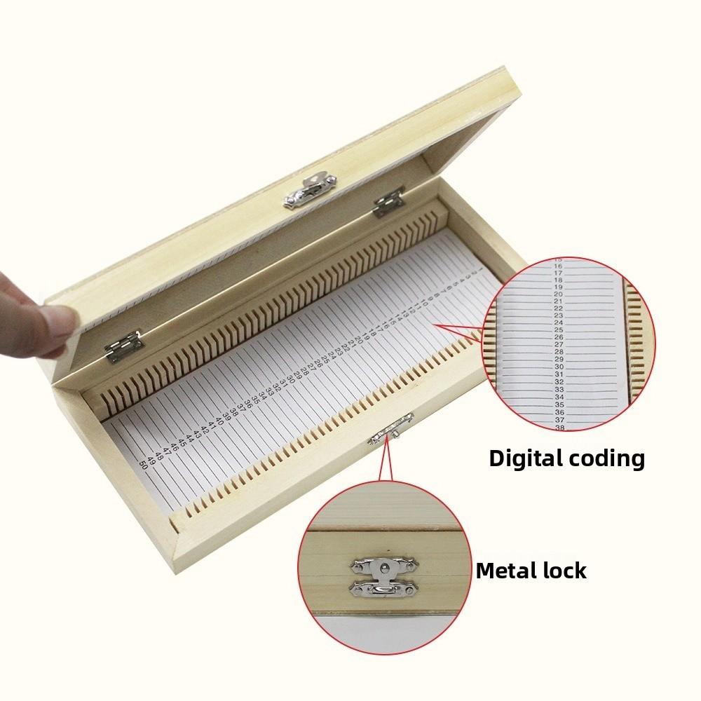 Wooden Specimens Slide Box Metal Buckle 25/50/100pcs Slide Storage Box Case Biology Glass Prepared Microscope Slide Box