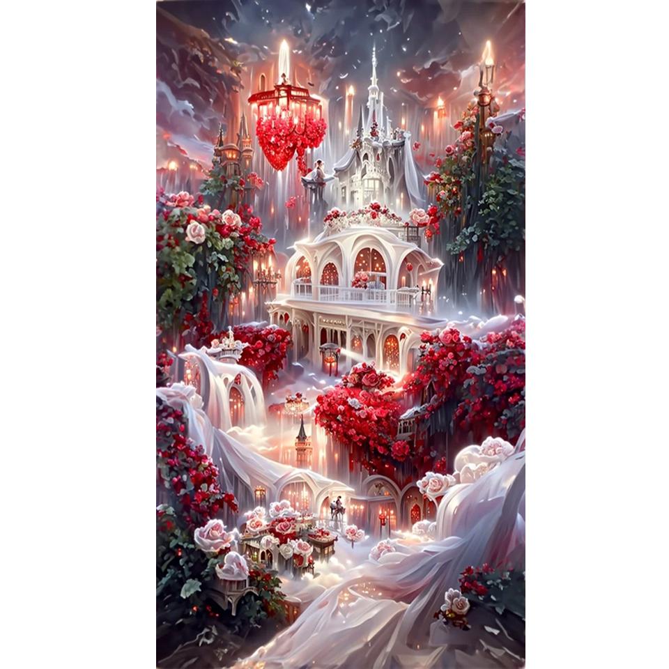 

Большой 5D DIY алмазная живопись Шато Монтроуз наборы полная дрель мозаика мечта романтический свадебный пейзаж алмазная вышивка Full Round 20x40CM