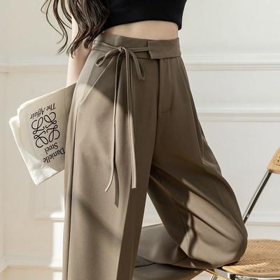 Gerade Schnür-Anzugshose Damen Herbst Klein Hohe Taille Fallend Weiter Bein Neue Hose Freizeithose