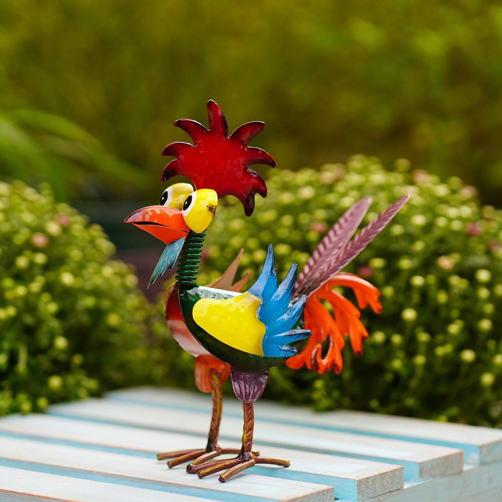 Garden Rooster Statue Metal Chicken Sculpture Art Decorative Rooster Outdoor Lawn Yard Ornaments Realistic Chicken Figurines One Size красный