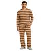 Men's Long Sleeve Pajama Set with Button Crotch and Elastic Drawstring Waist Pants for Home Loungewear