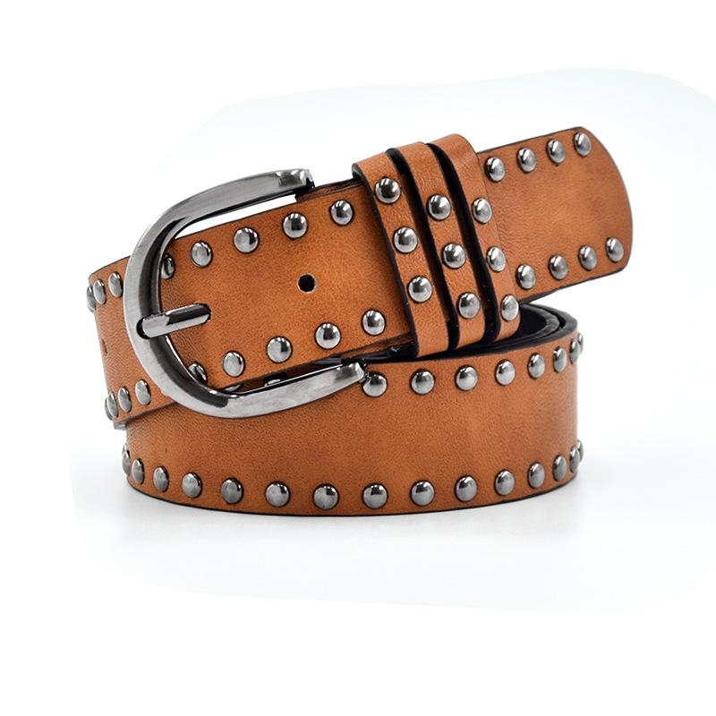 Women's Fashion Rivets Punk Style Wide Belt Casual Multi-color Jeans Accessories Versatile Student Belt