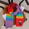 Knitted Scarf for Women in Autumn and Winter Warm and Thickened  Student Color Matching Cartoon Christmas Mohair Bear Scarf