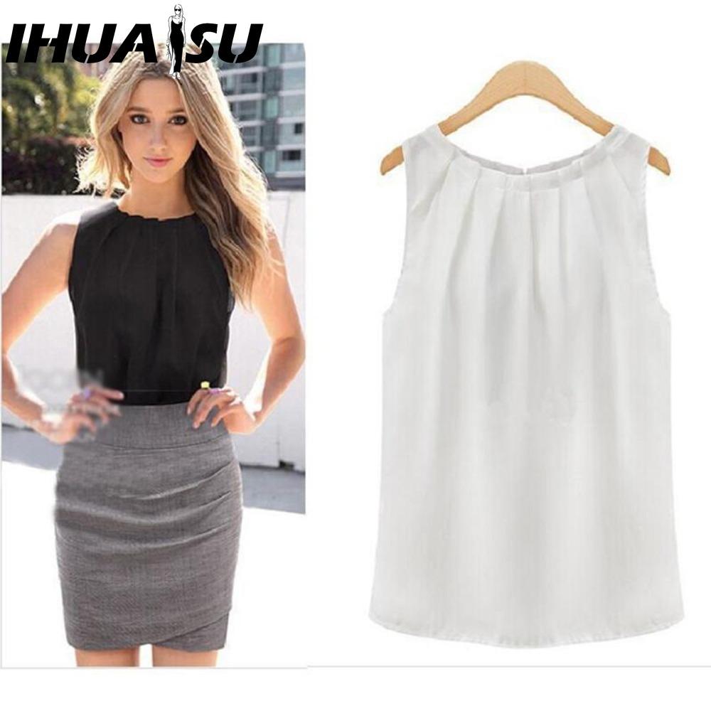 

IHUASU Women s Fashion Casual Solid Color Print Sleeveless O Neck Blouses & Shirts S
