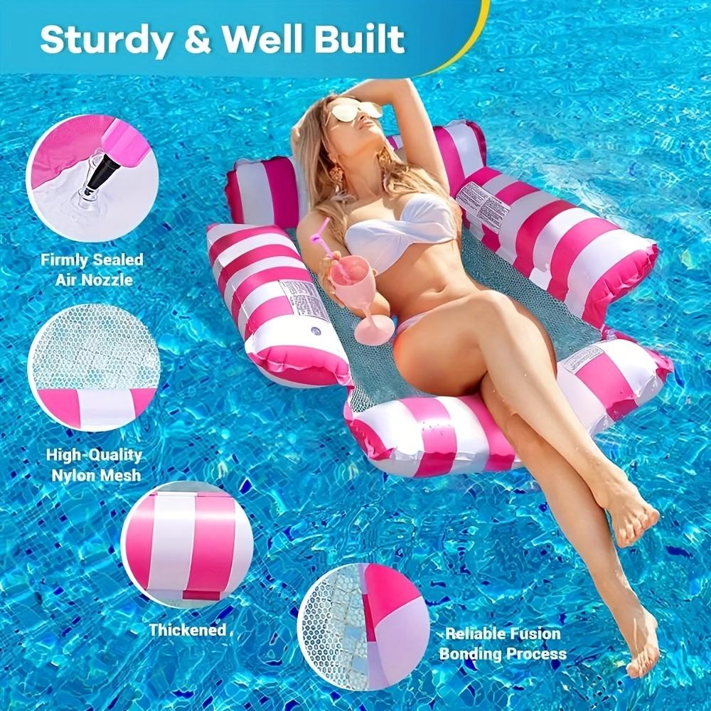 Summer Swim Inflatable Floating Water Mattresses Hammock Stripe Lounge Chairs Pool Water Sports  Floating Mat Pool  Kids