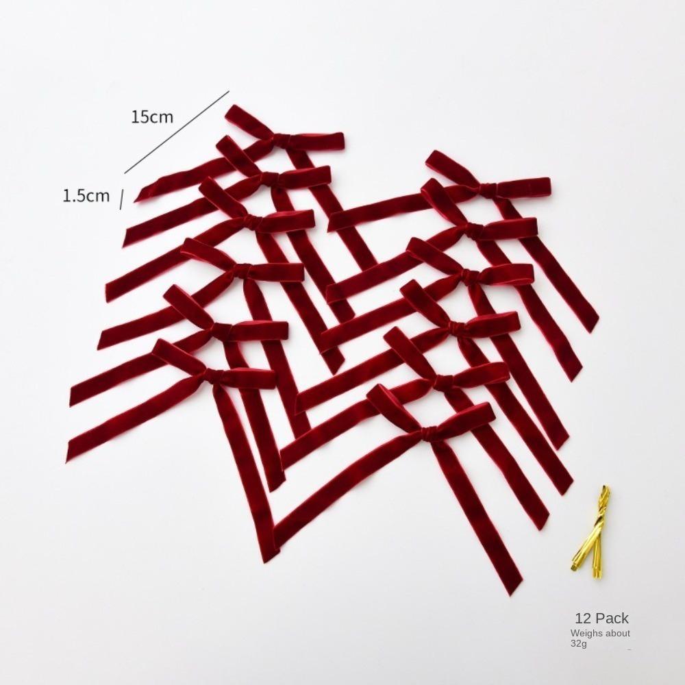 

12pcs Bow Bow Ribbon DIY Pendant New Xmas Tree Charm Festival Party Supplies вино красного
