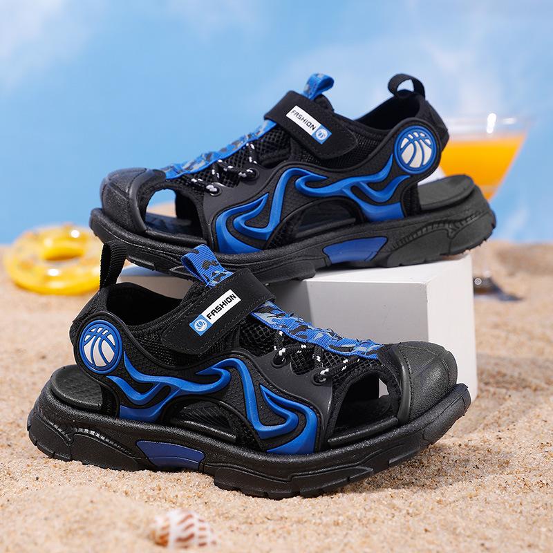 Children's Sandals Baotou Breathable Summer New Boys' Shoes Beach Shoes Hollow Non-slip Soft Sole Foreign Trade Flame