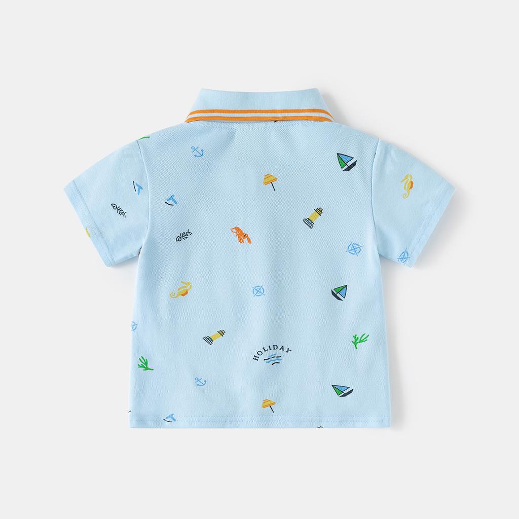 2026 New Summer Boys T-Shirt Kids All Over Print Polo Shirt Baby Short Sleeve Top