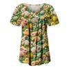 Ladies' Casual V-neck Short Sleeved Shirt With Pleated Easter Print On The Chest