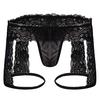 (Kung Pao Chicken)Mens Sissy Underwear Lace Thong Enhance Pouch Bikini Hollow Out Briefs Pants