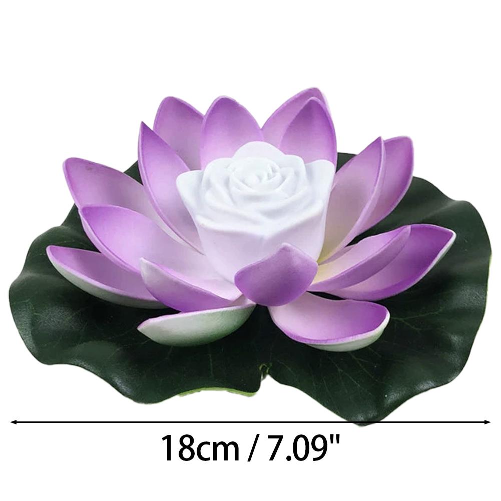18cm LED Waterproof Floating Wishing Lotus Light Artificial Flower Floating Fake Lotus Plant Water Lily Micro Landscape Decor