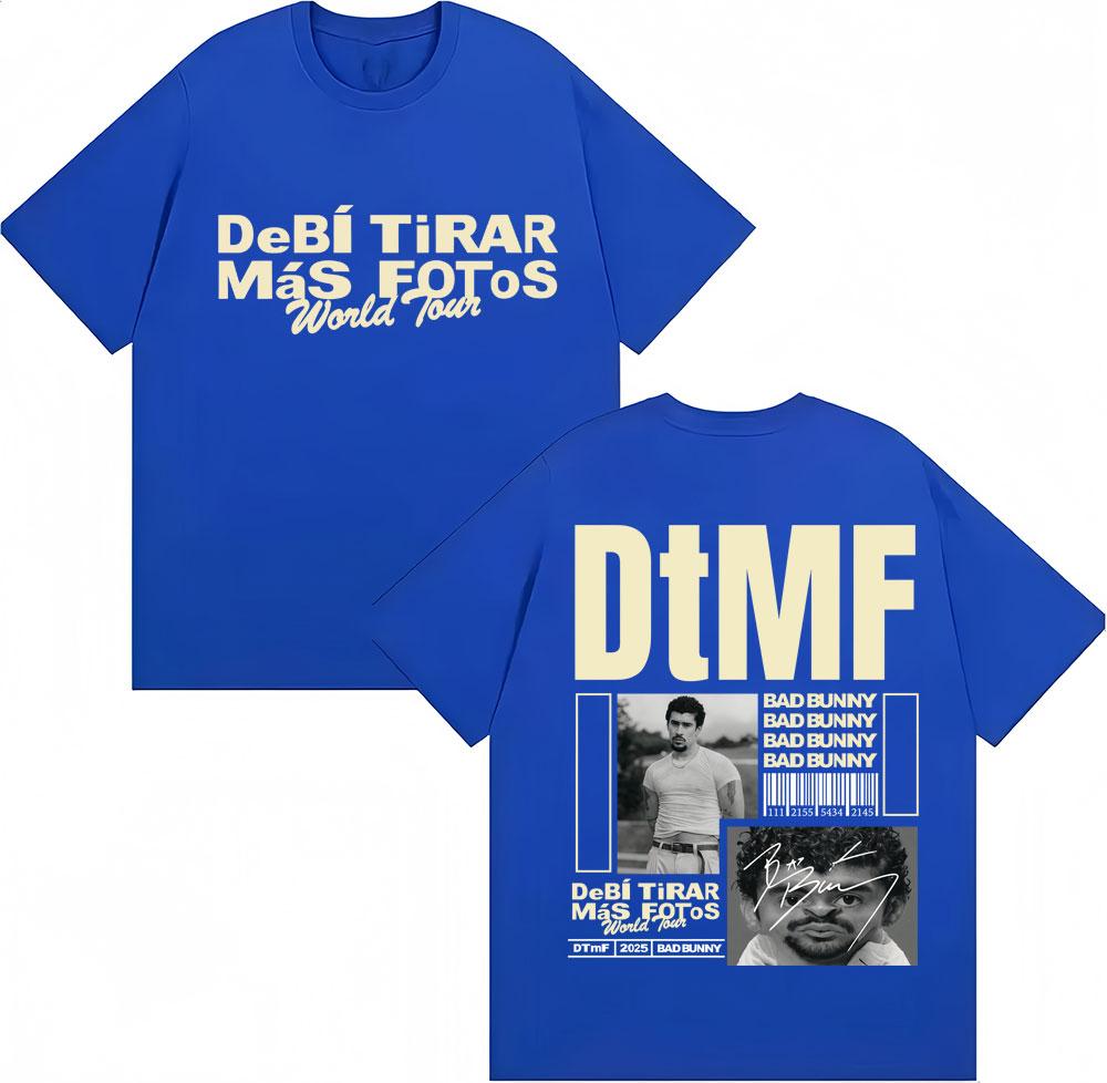 BAD BUNNY DTMF Debí Tirar Más Fotos TShirt Vintage Hip Hop Trendy Men Women Short Sleeve OversizedCotton Casual TShirts Male