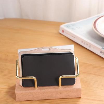 Tabletop Shelf Wooden Card Holder Walnut Wood Cards Display Stand  Counter Accessories