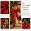 Sequin Decor Tree Ornament Shiny Surface Bow Pendant Easy Hang Christmas Bow  Festive Display